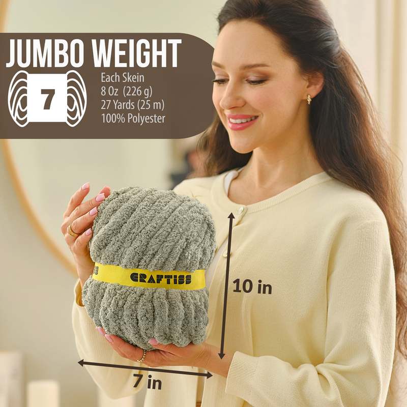 Craftiss Chenille Yarn for Crocheting and Knitting Projects