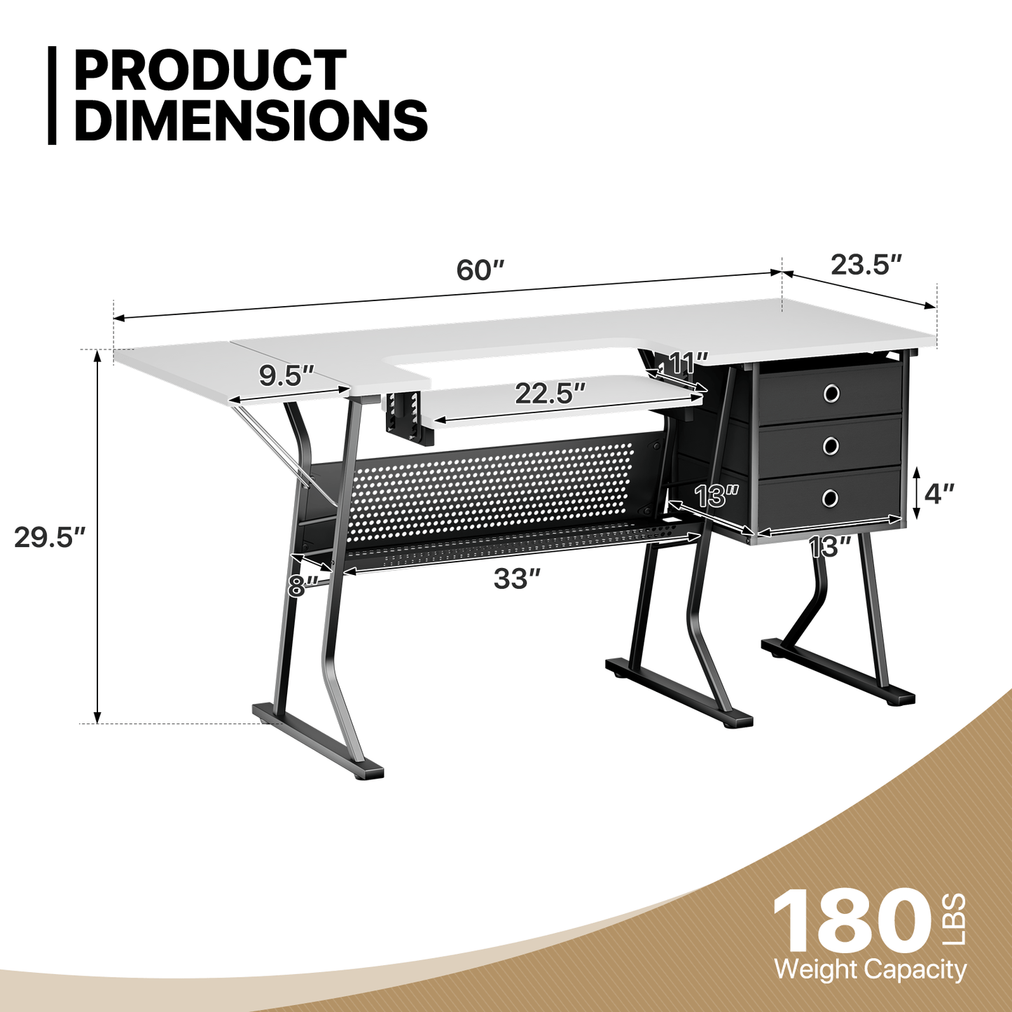 Monibloom Sewing Table With Adjustable Shelf And Cutting