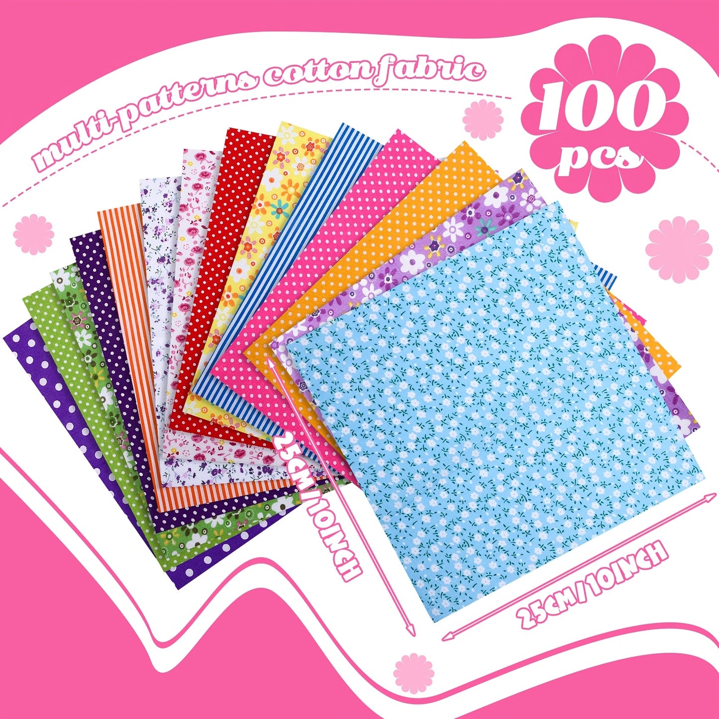 PATELAI Floral Fabric Squares Patchwork Bundles DIY Crafts