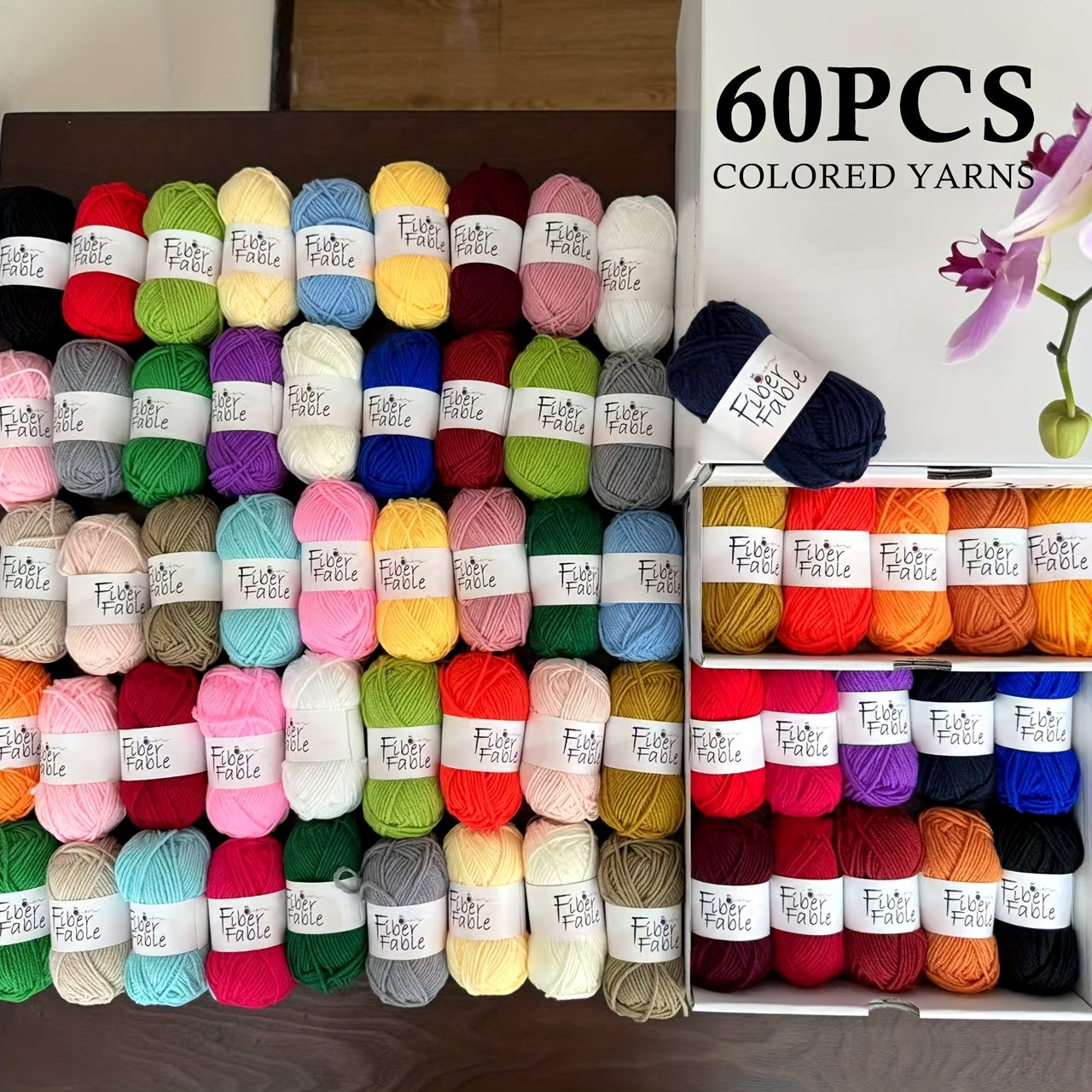 Fibertable Milk Yarn Crochet Kit With 4 Strands Hooks