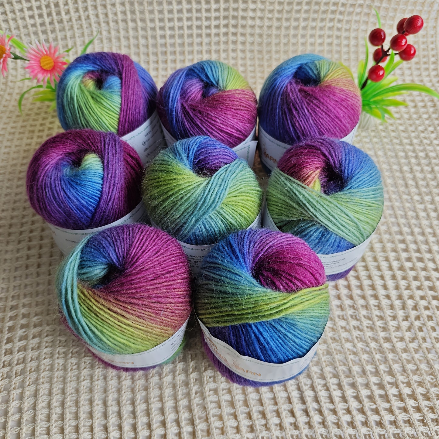 Australian Wool Self Striping Tie Dye Yarn for DIY Shawls