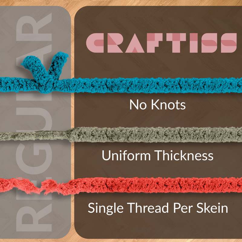 Craftiss Chenille Yarn for Crocheting and Knitting Projects