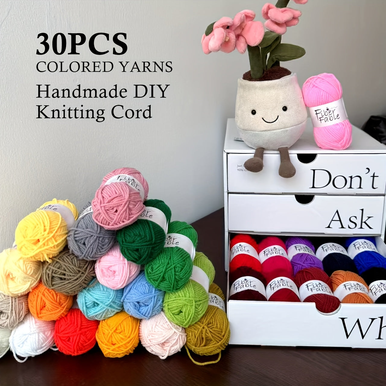 Fibertable Milk Yarn Crochet Kit With 4 Strands Hooks
