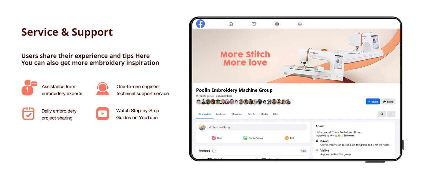 POOLIN EOC05 Computerized Embroidery Machine With Threads And Stabilizer