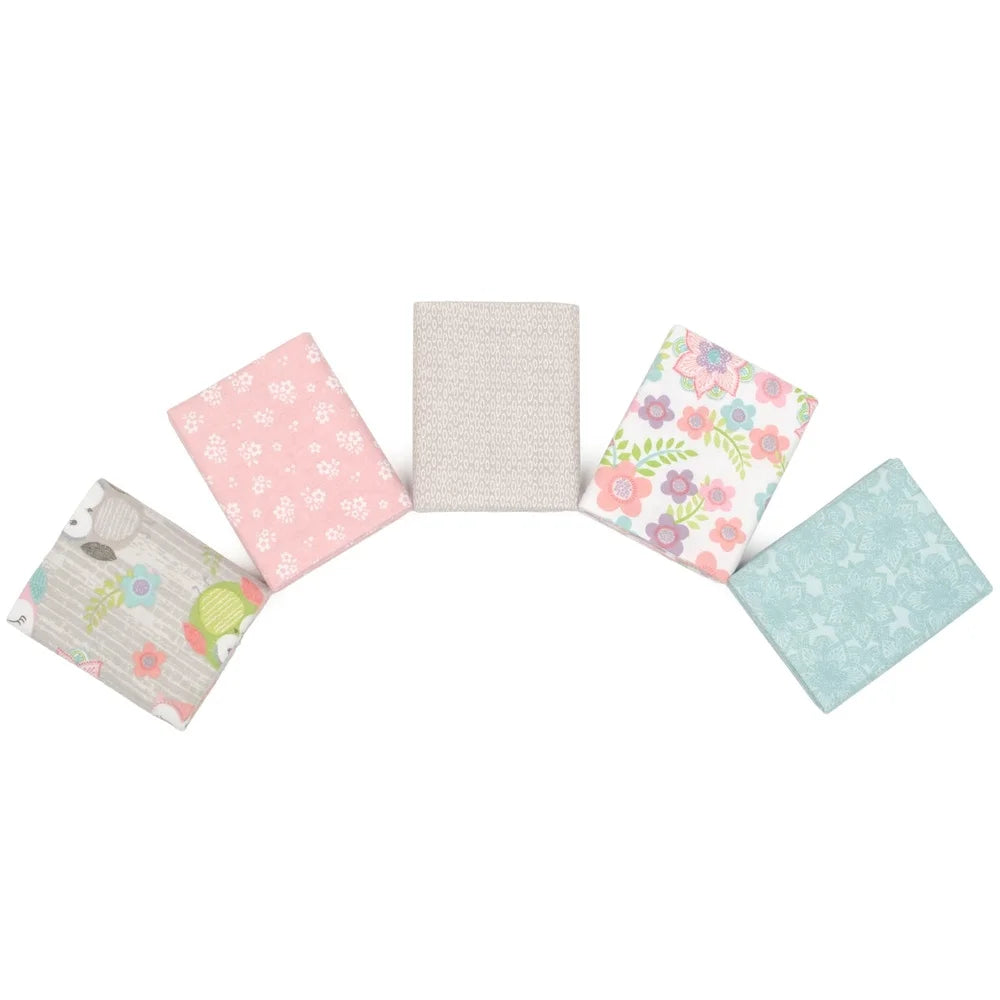DUTRIEUX Owl Floral Flannel Precut Bundle For Quilting