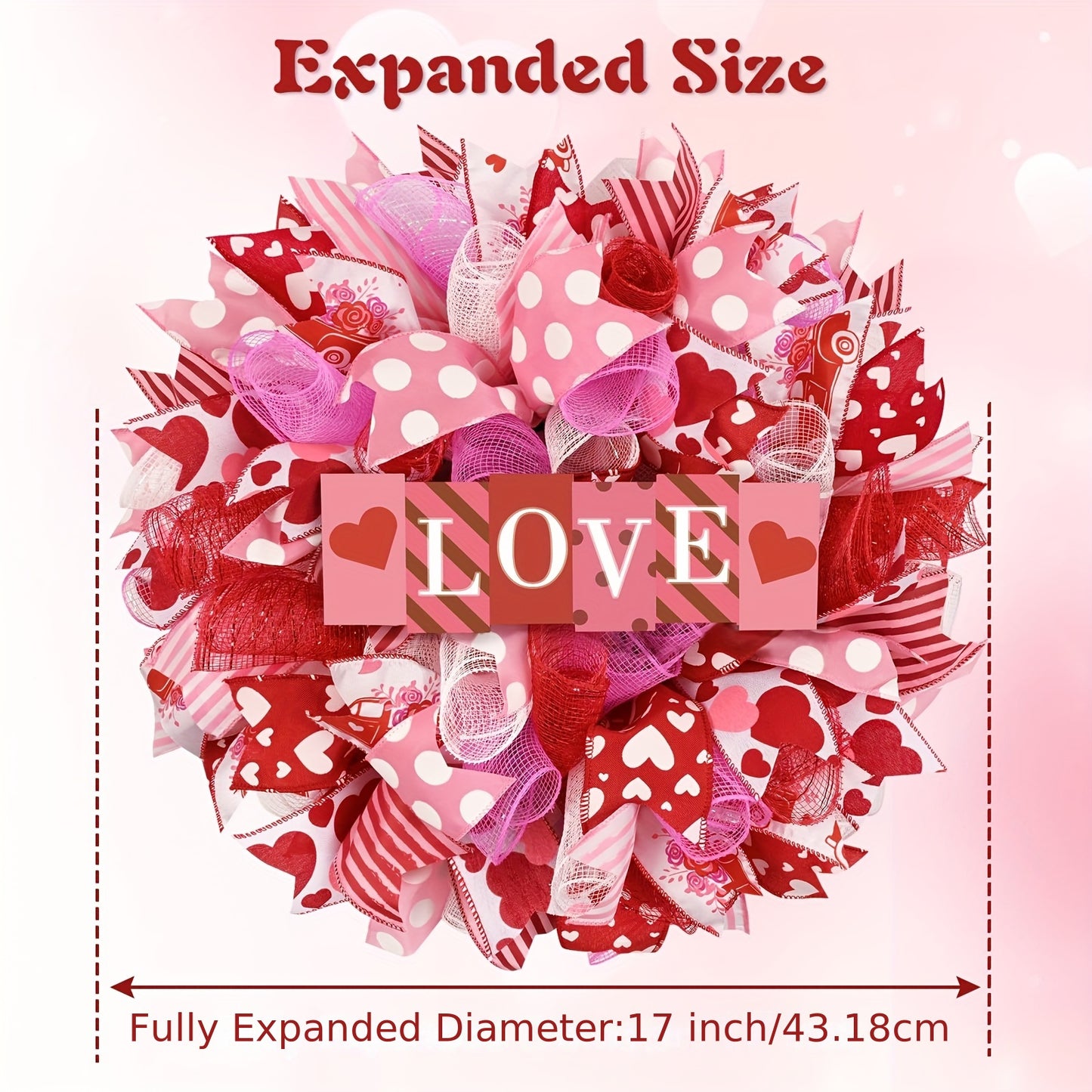 Love Valentines Mesh Wreath Front Door Indoor Outdoor