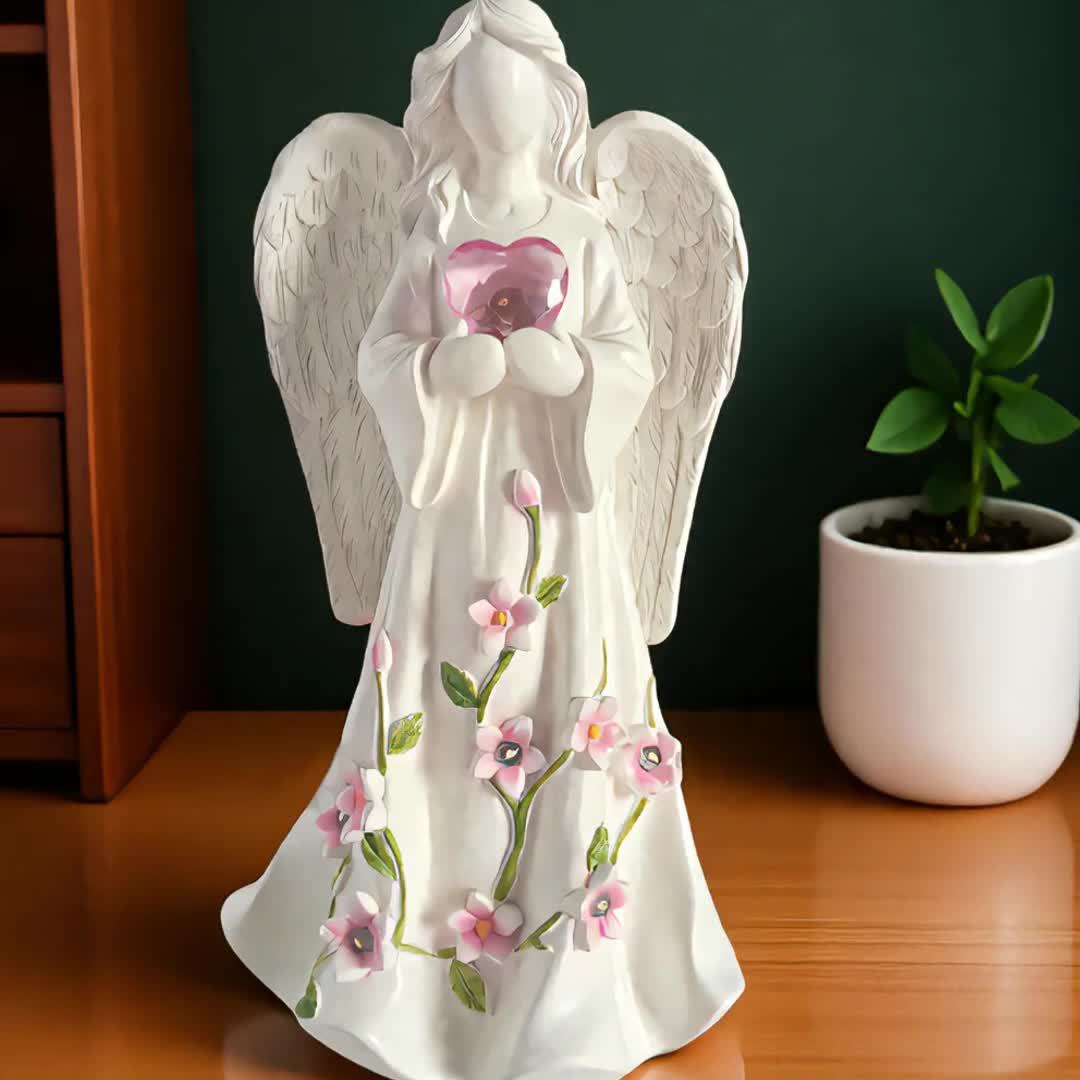 Angel Figurine Home Decor Led Light Loving Heart Ornament Gift