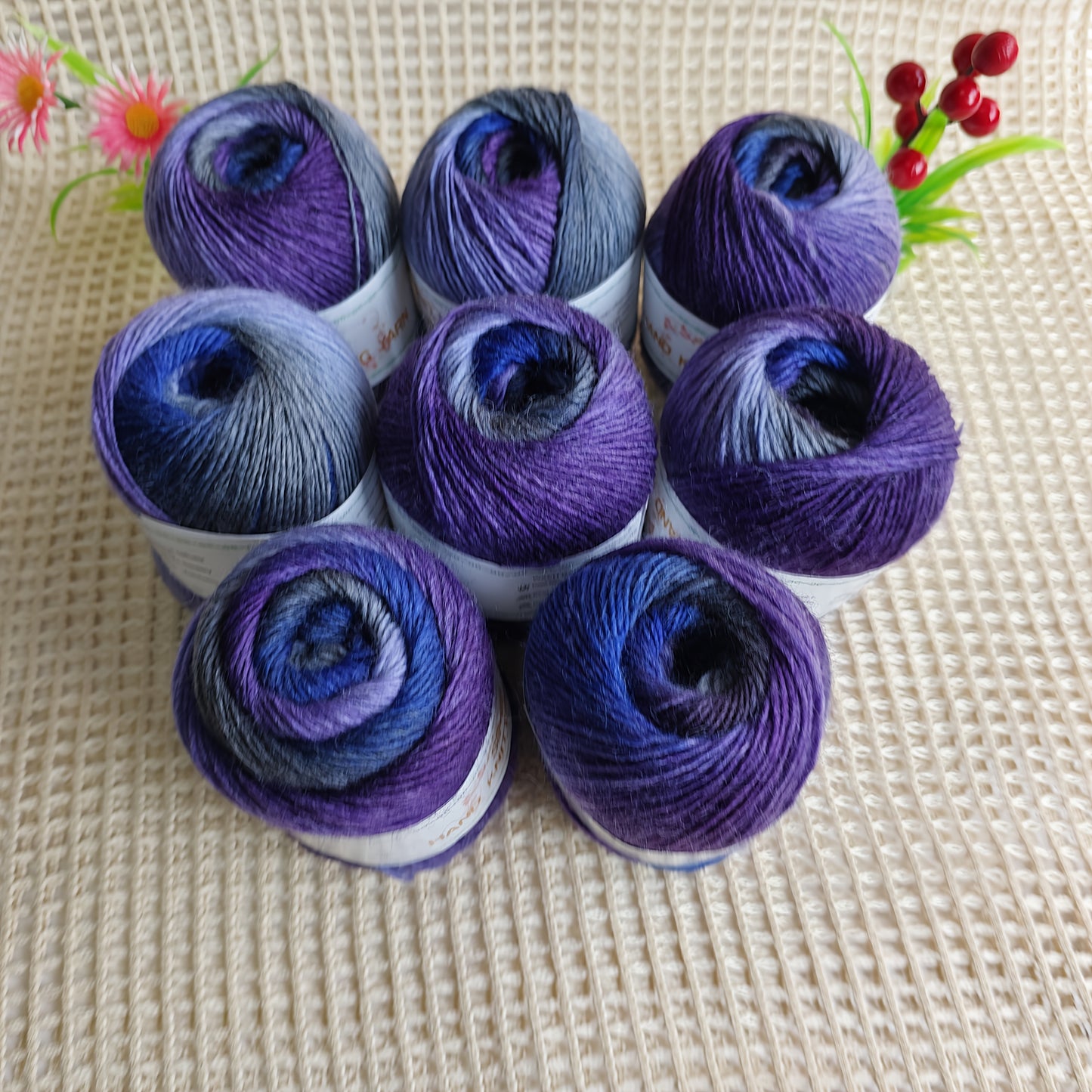 Australian Wool Self Striping Tie Dye Yarn for DIY Shawls