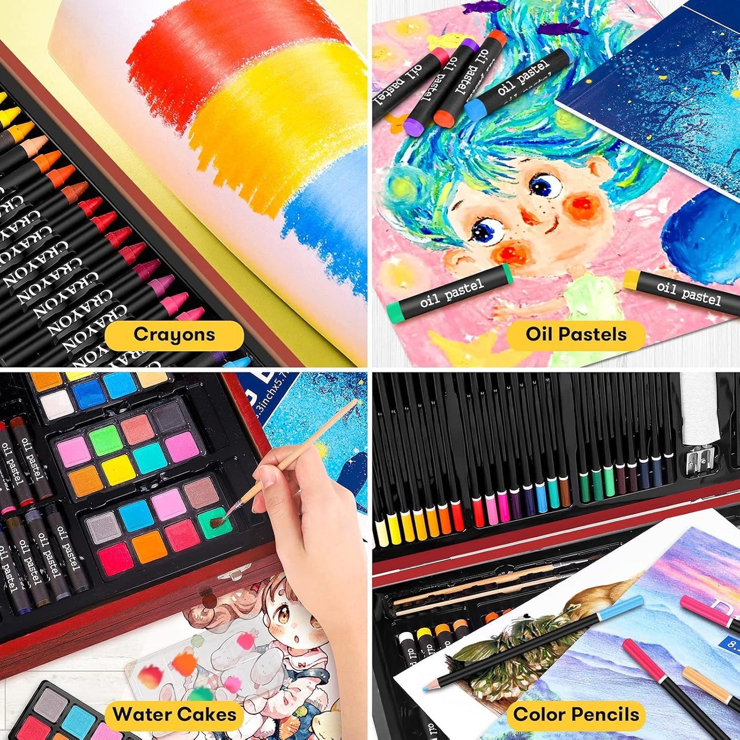 Deluxe Wooden Art Set With Coloring Book And Sketch Pads