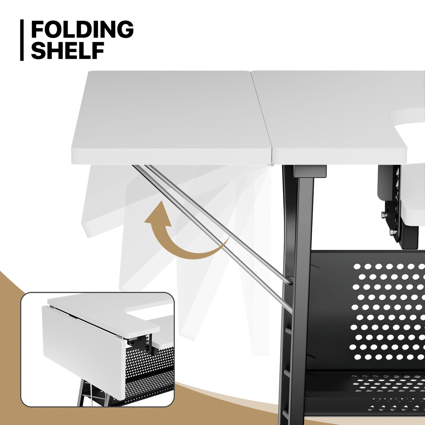 Monibloom Sewing Table With Adjustable Shelf And Cutting