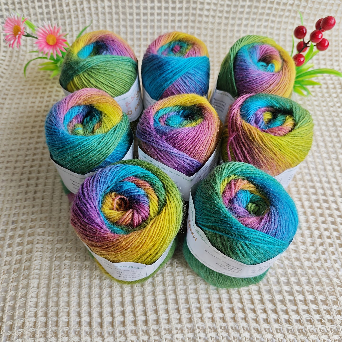 Australian Wool Self Striping Tie Dye Yarn for DIY Shawls