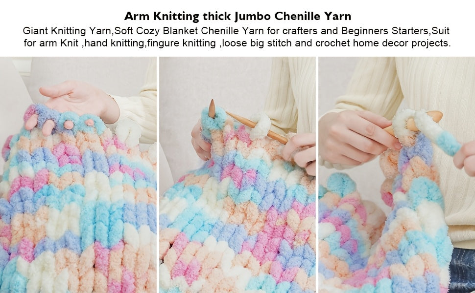 BAYEXY Chunky Chenille Yarn 8 Pack For Hand Knitting And Crocheting