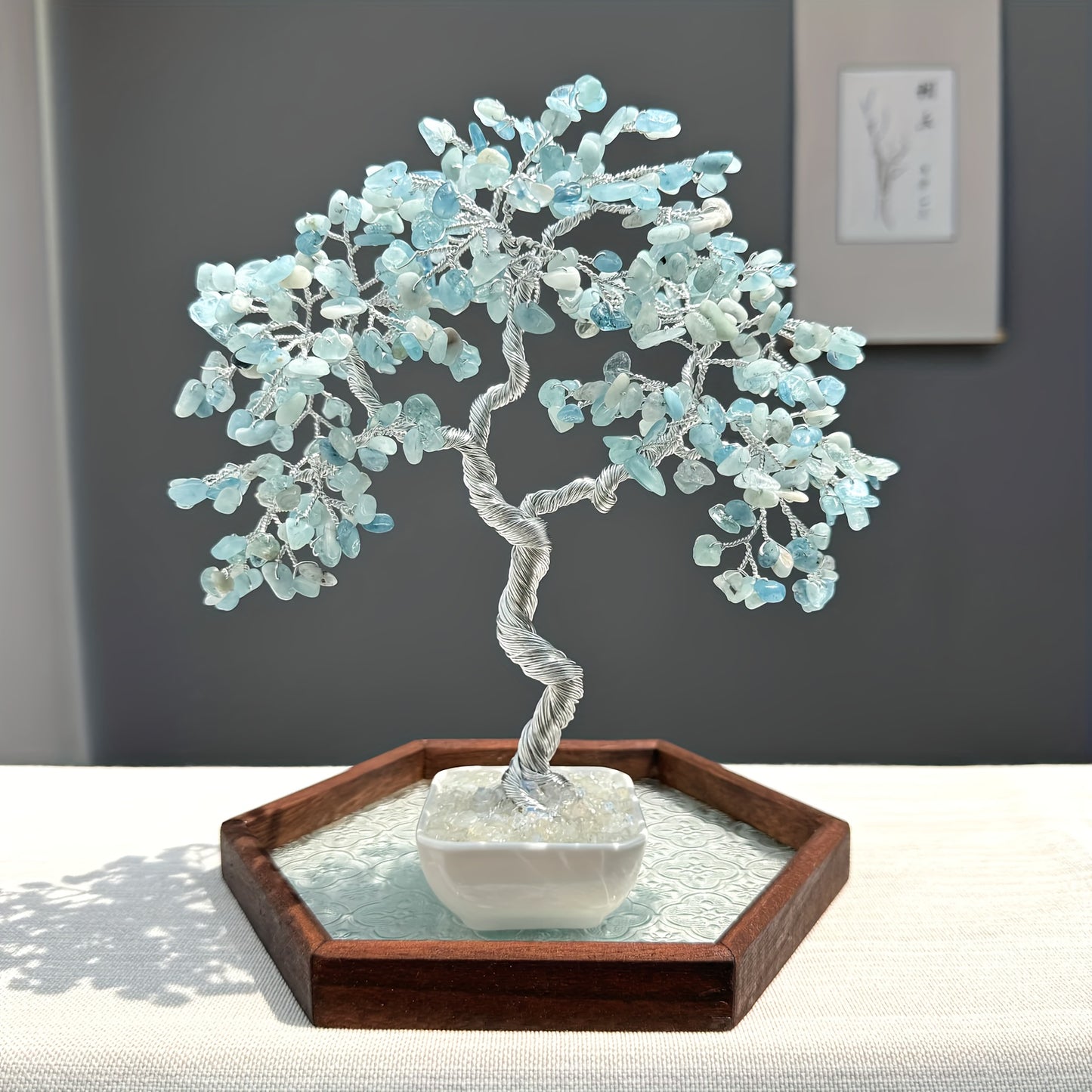 Handmade Crystal Tree of Life Bonsai Figurine for Home Decor