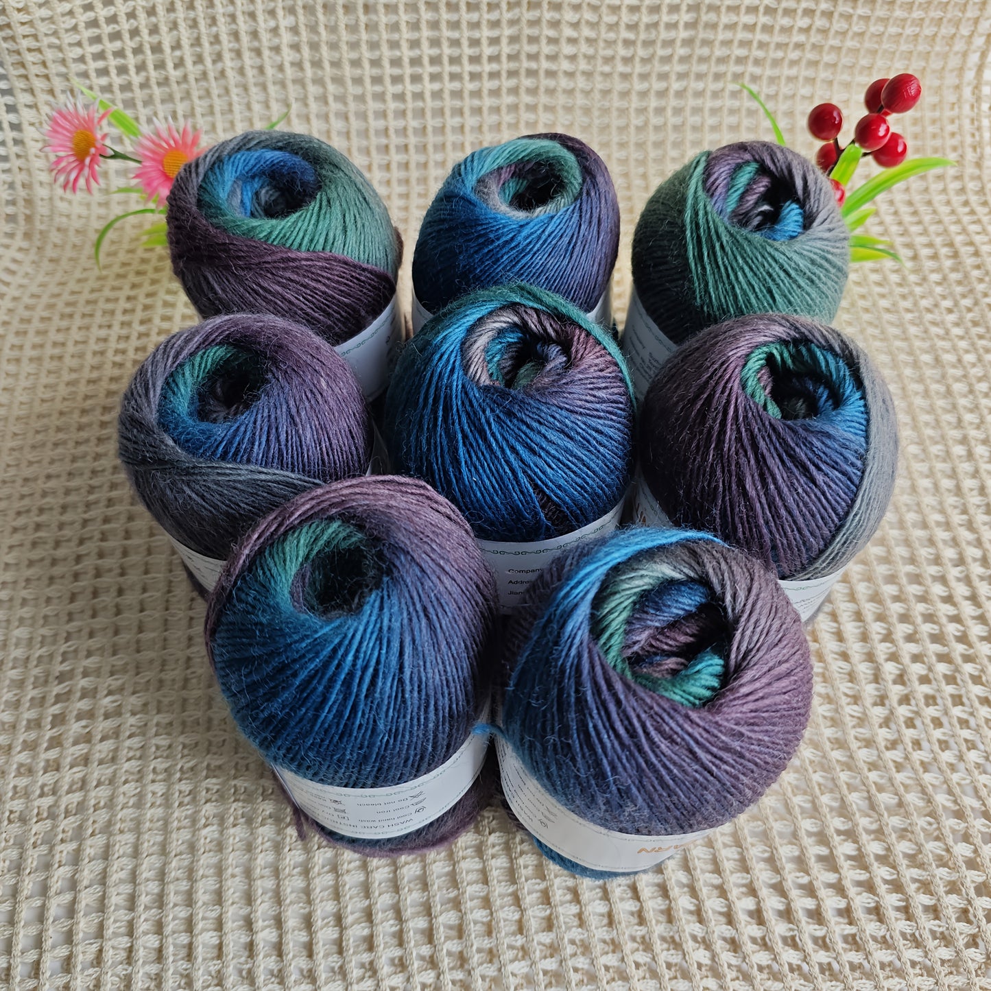Australian Wool Self Striping Tie Dye Yarn for DIY Shawls