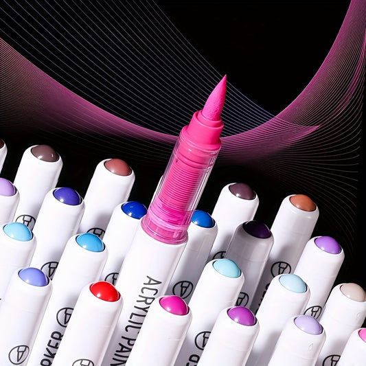 Languo Acrylic Markers Set With Soft Brush Tips For Art