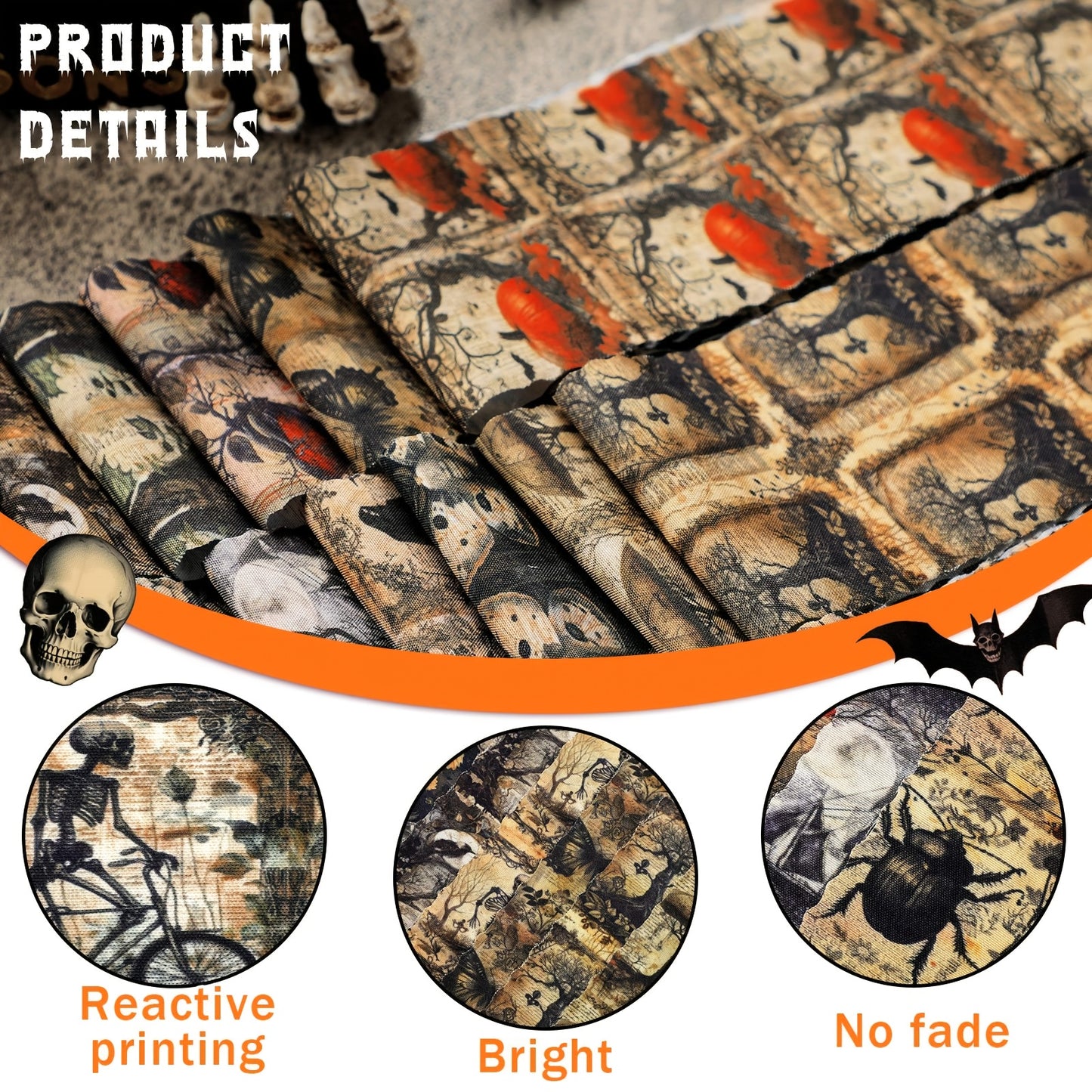 Outus Vintage Halloween Skeleton Patchwork Precuts 100pcs