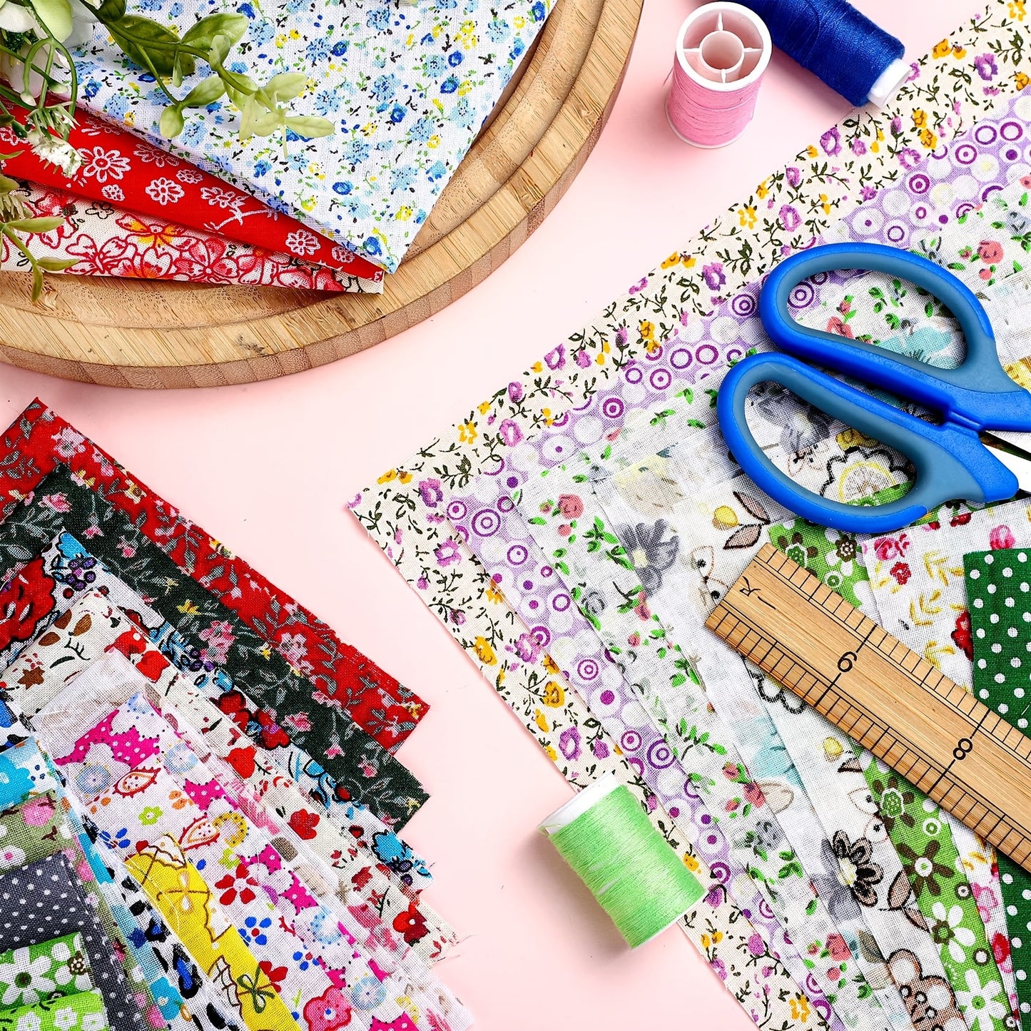 Patelai 150Pcs Fabric Bundle Precut Fat Squares Scraps
