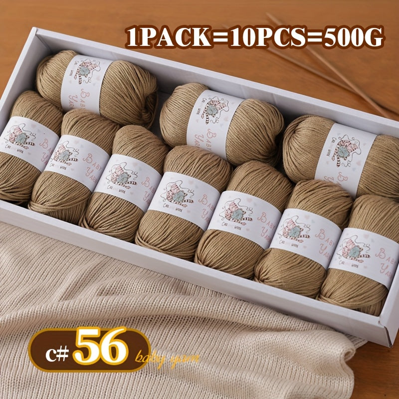 Soft Cashmere Yarn Set 500G 10 Skeins For Knitting