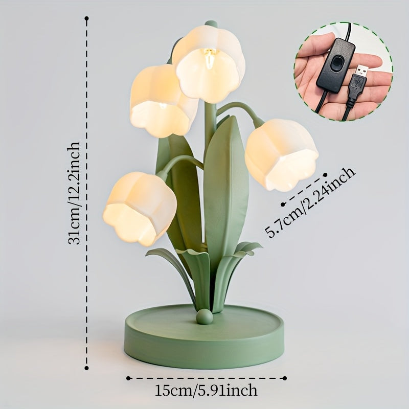 INSART Five Bell Orchid Table Lamp For Home Decor Lighting