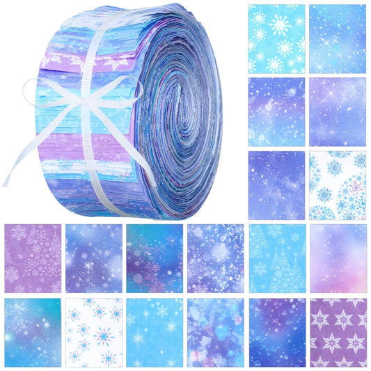 ROOWEST Winter Snowflake Patchwork Fabric Strips Roll