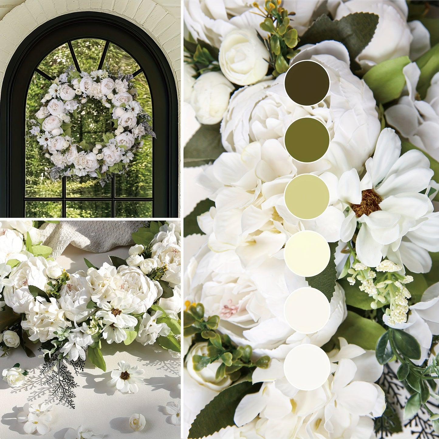 Peony Wreath Floral Artificial Front Door Decor Home Accent