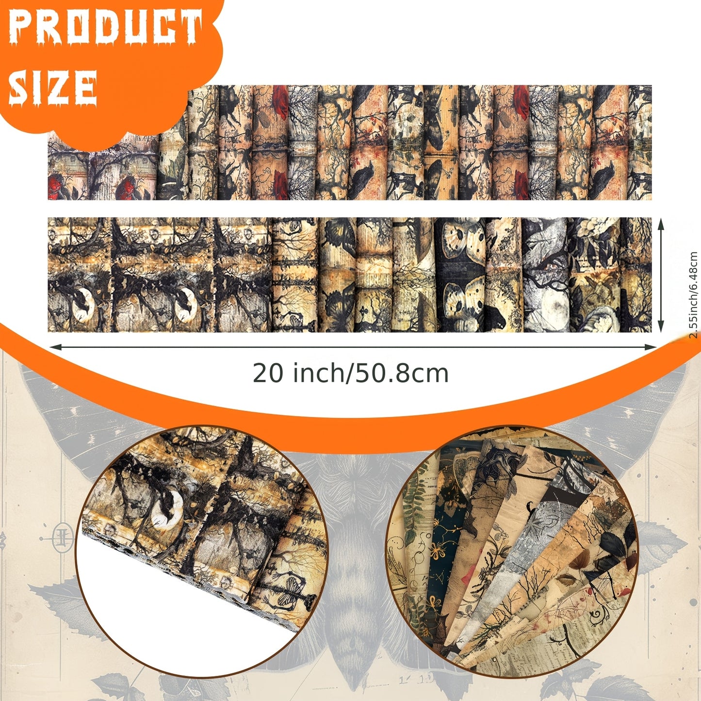 Outus Vintage Halloween Skeleton Patchwork Precuts 100pcs
