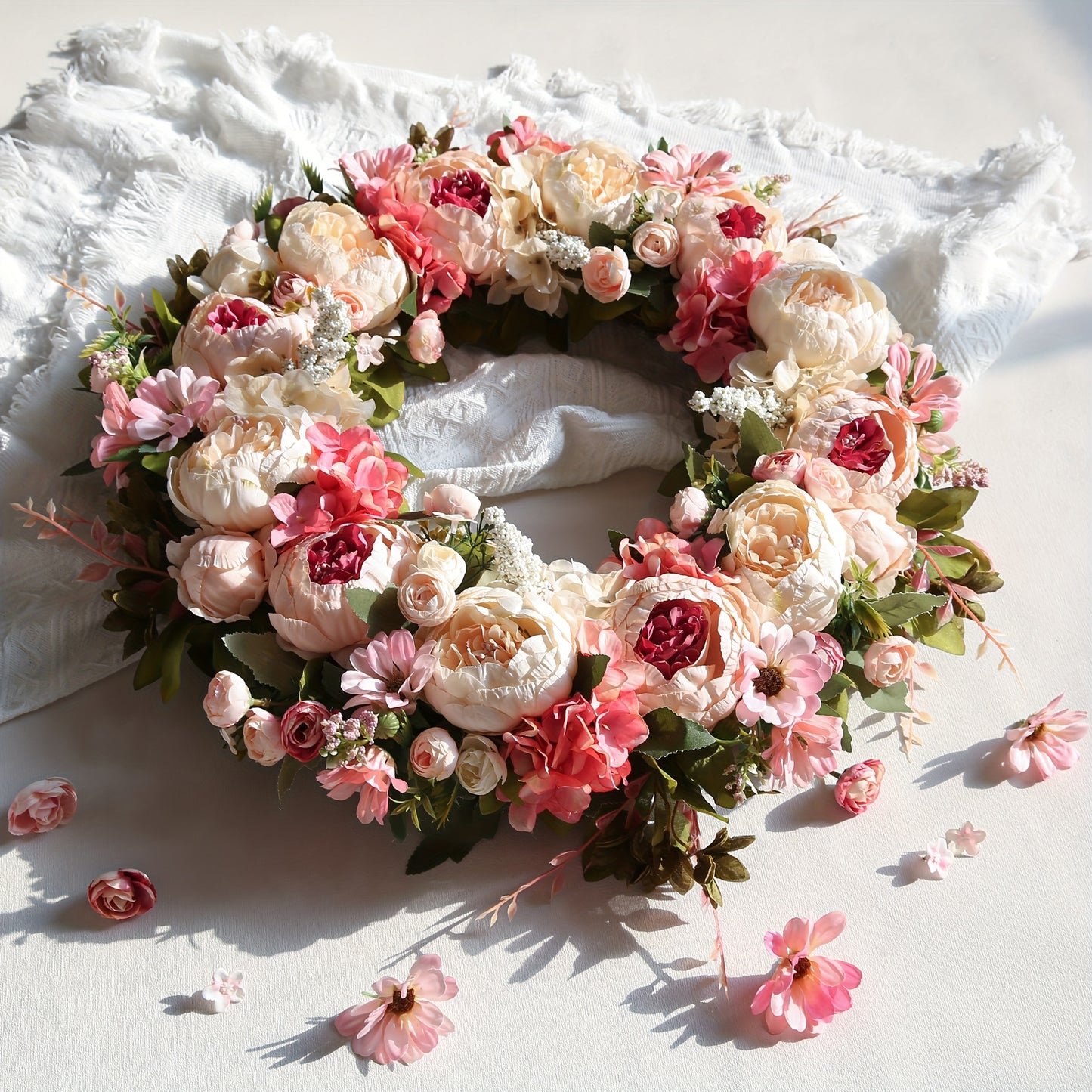 Peony Wreath Floral Artificial Front Door Decor Home Accent