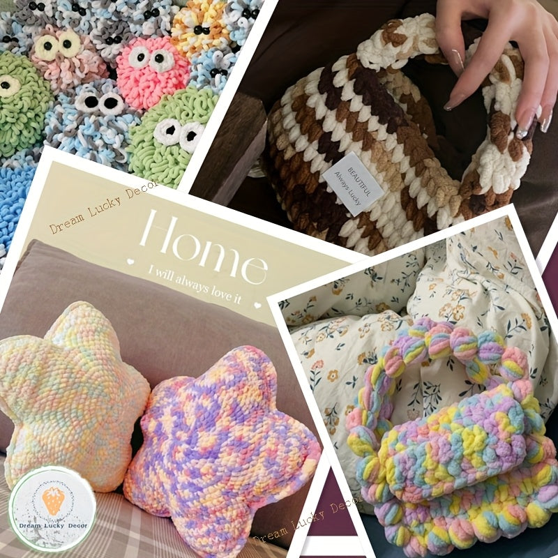 Polyester Yarn Pack 4 Thick Plush Texture For Knitting Crochet