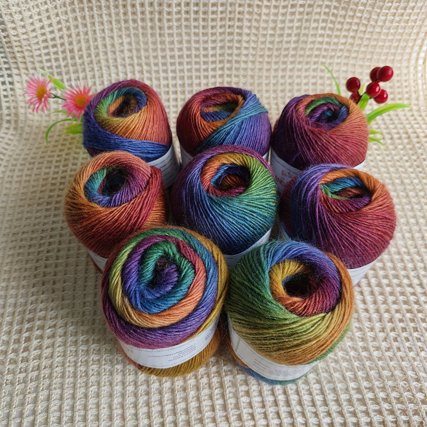 Australian Wool Self Striping Tie Dye Yarn for DIY Shawls