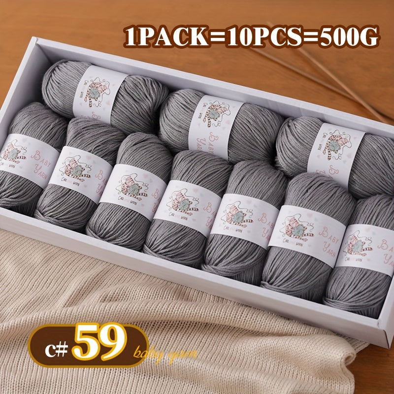 Soft Cashmere Yarn Set 500G 10 Skeins For Knitting