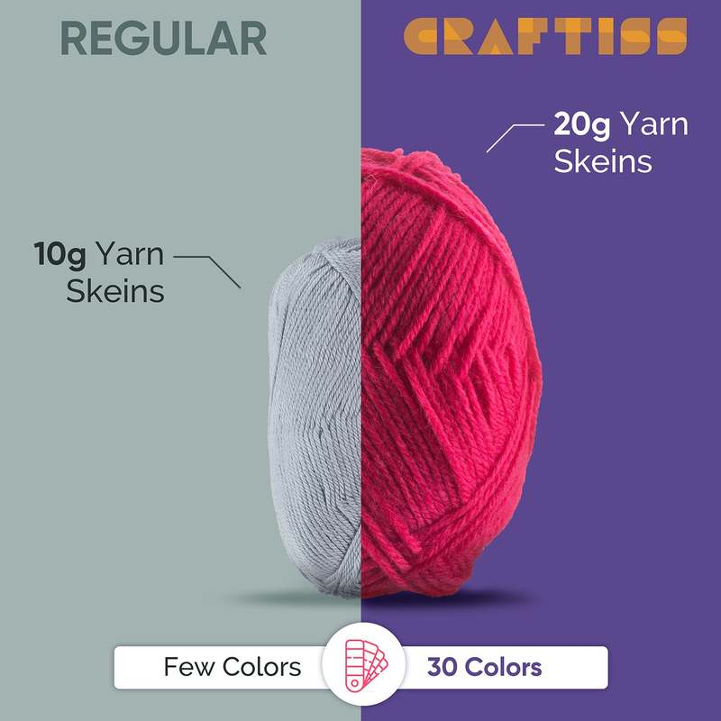 Craftiss Acrylic Yarn Skeins Pack 2600 Yards For Projects