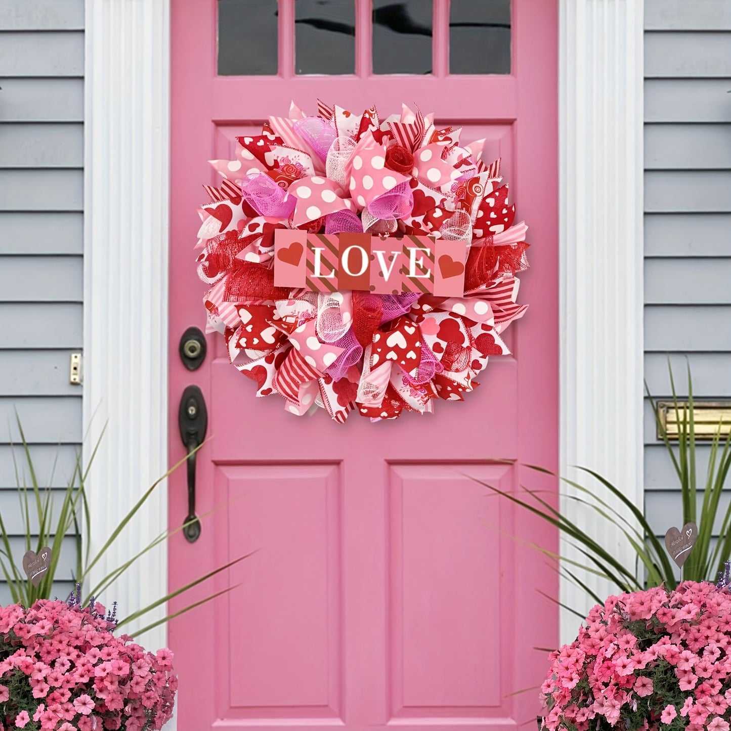 Love Valentines Mesh Wreath Front Door Indoor Outdoor