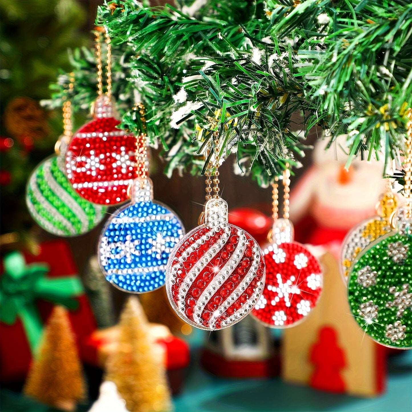 Christmas Diamond Painting Keychain Kit Tree Design 24pcs