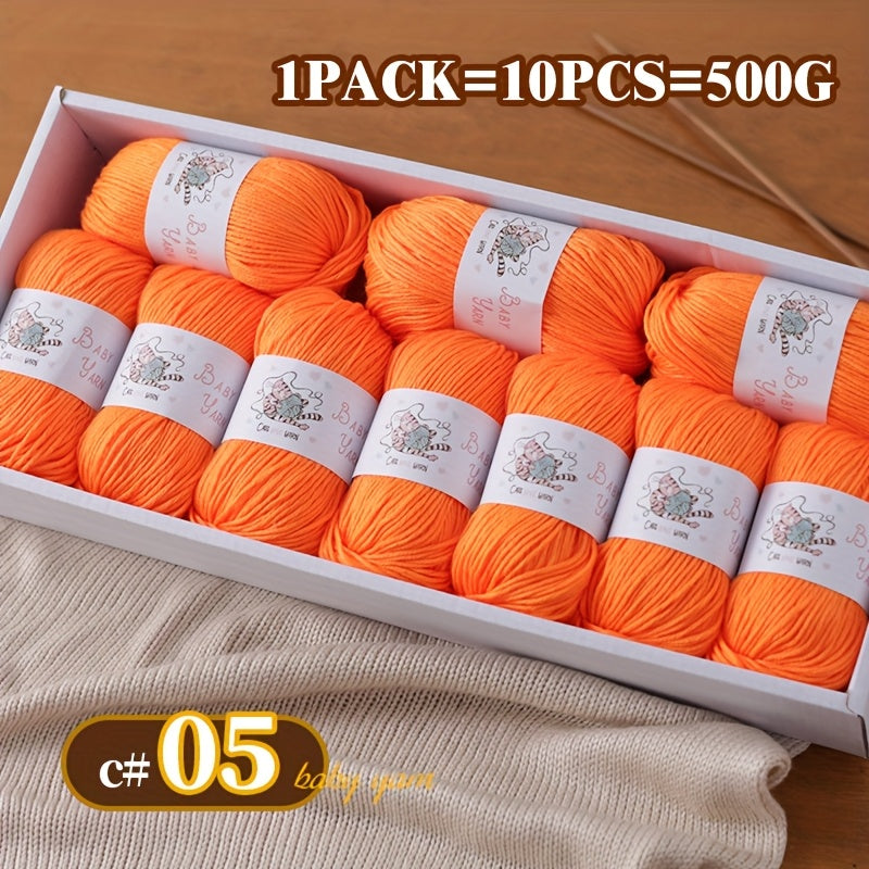Soft Cashmere Yarn Set 500G 10 Skeins For Knitting