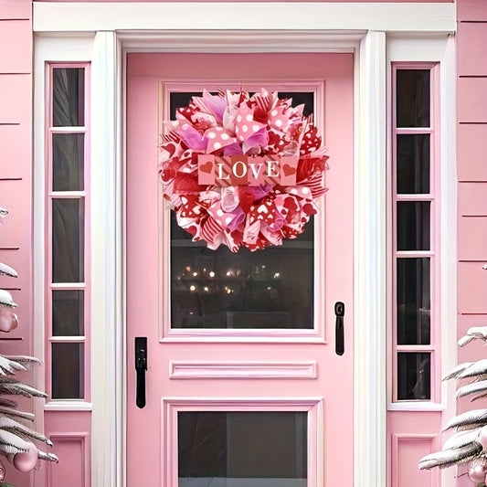 Love Valentines Mesh Wreath Front Door Indoor Outdoor