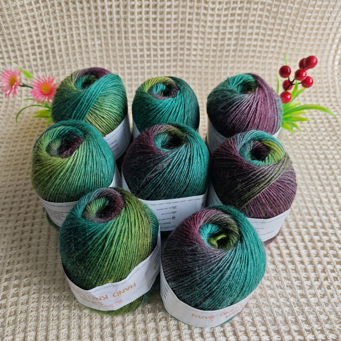 Australian Wool Self Striping Tie Dye Yarn for DIY Shawls