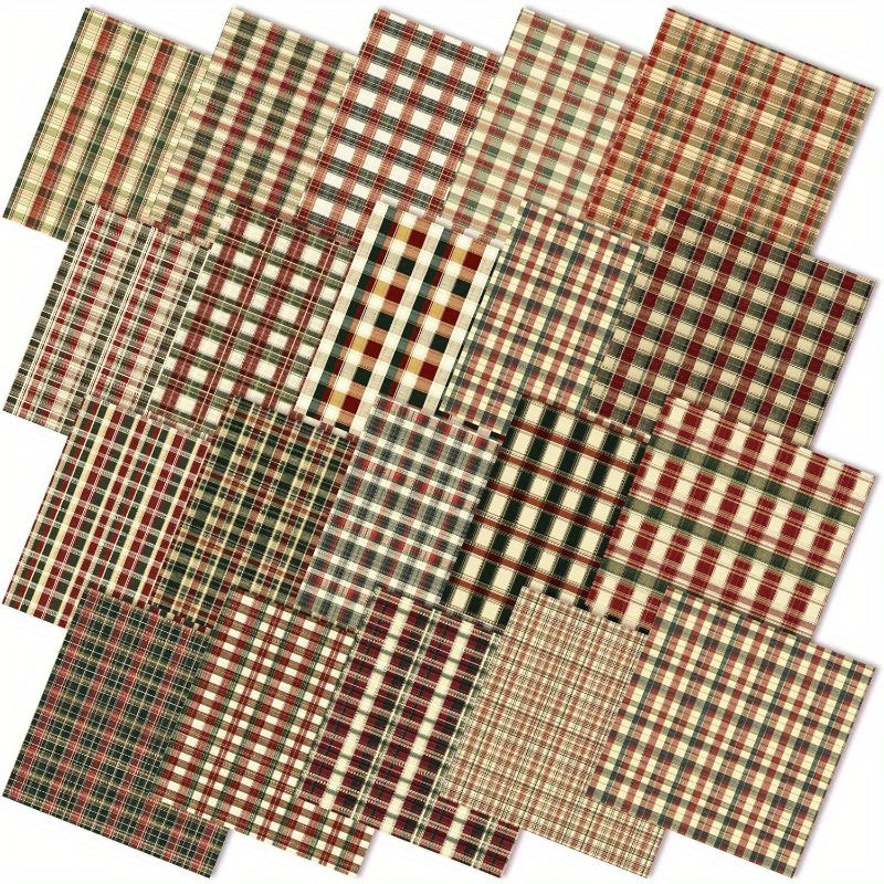 Vintage Plaid Fabric Squares Bundle For Quilting Projects