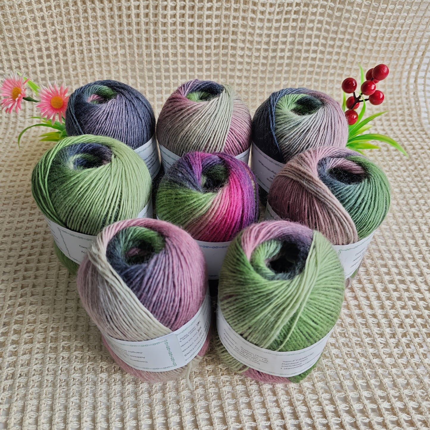 Australian Wool Self Striping Tie Dye Yarn for DIY Shawls