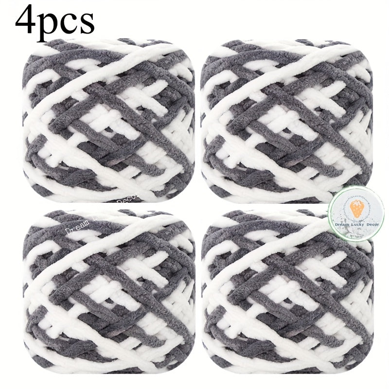 Polyester Yarn Pack 4 Thick Plush Texture For Knitting Crochet