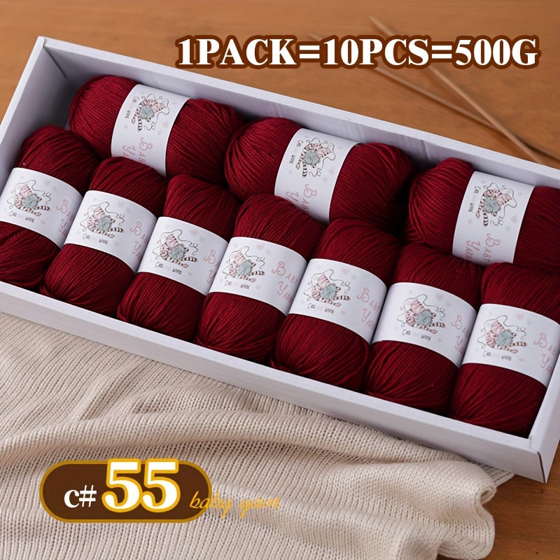 Soft Cashmere Yarn Set 500G 10 Skeins For Knitting