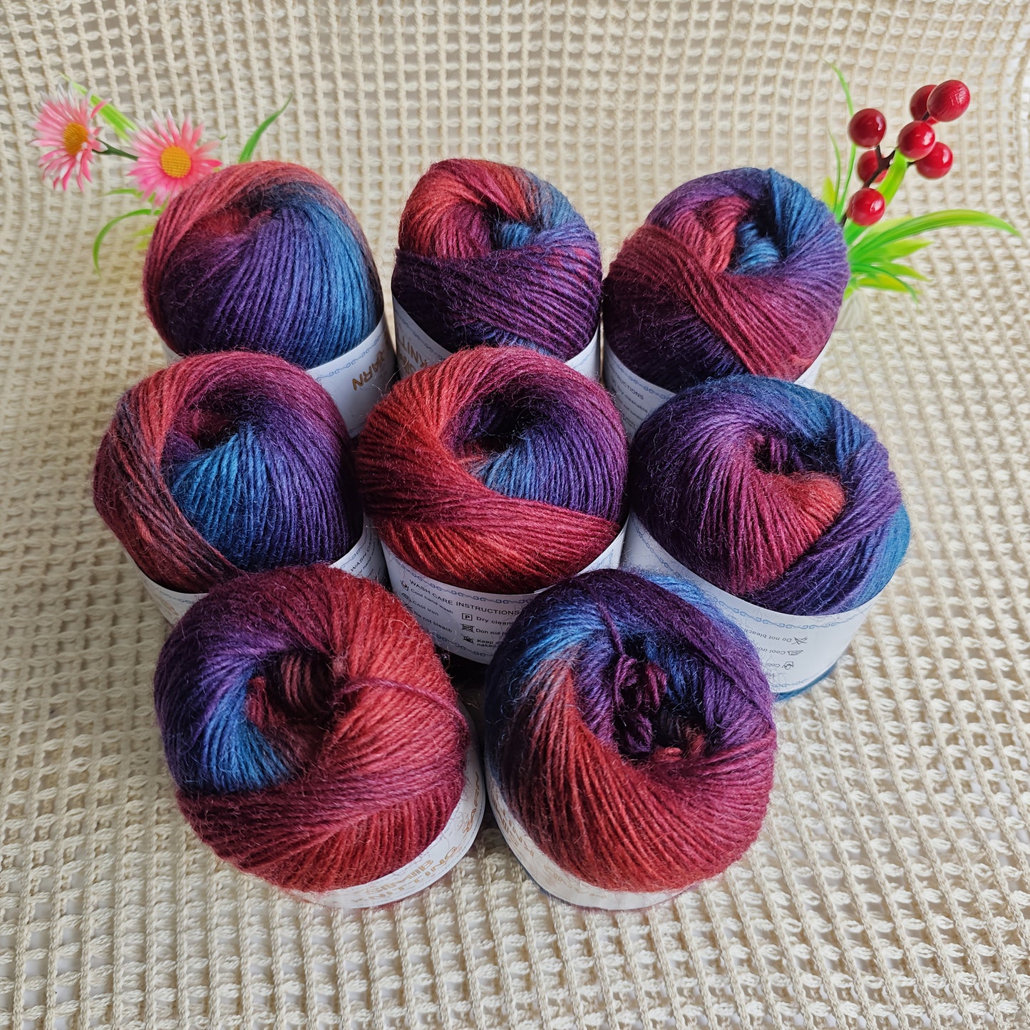 Australian Wool Self Striping Tie Dye Yarn for DIY Shawls