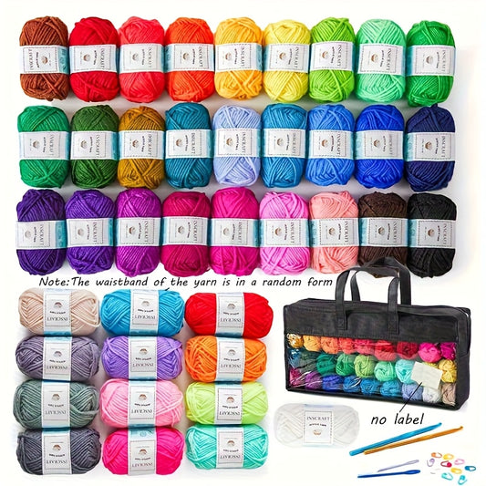 Acrylic Crochet Yarn Kit With Hooks And Needles For Beginners