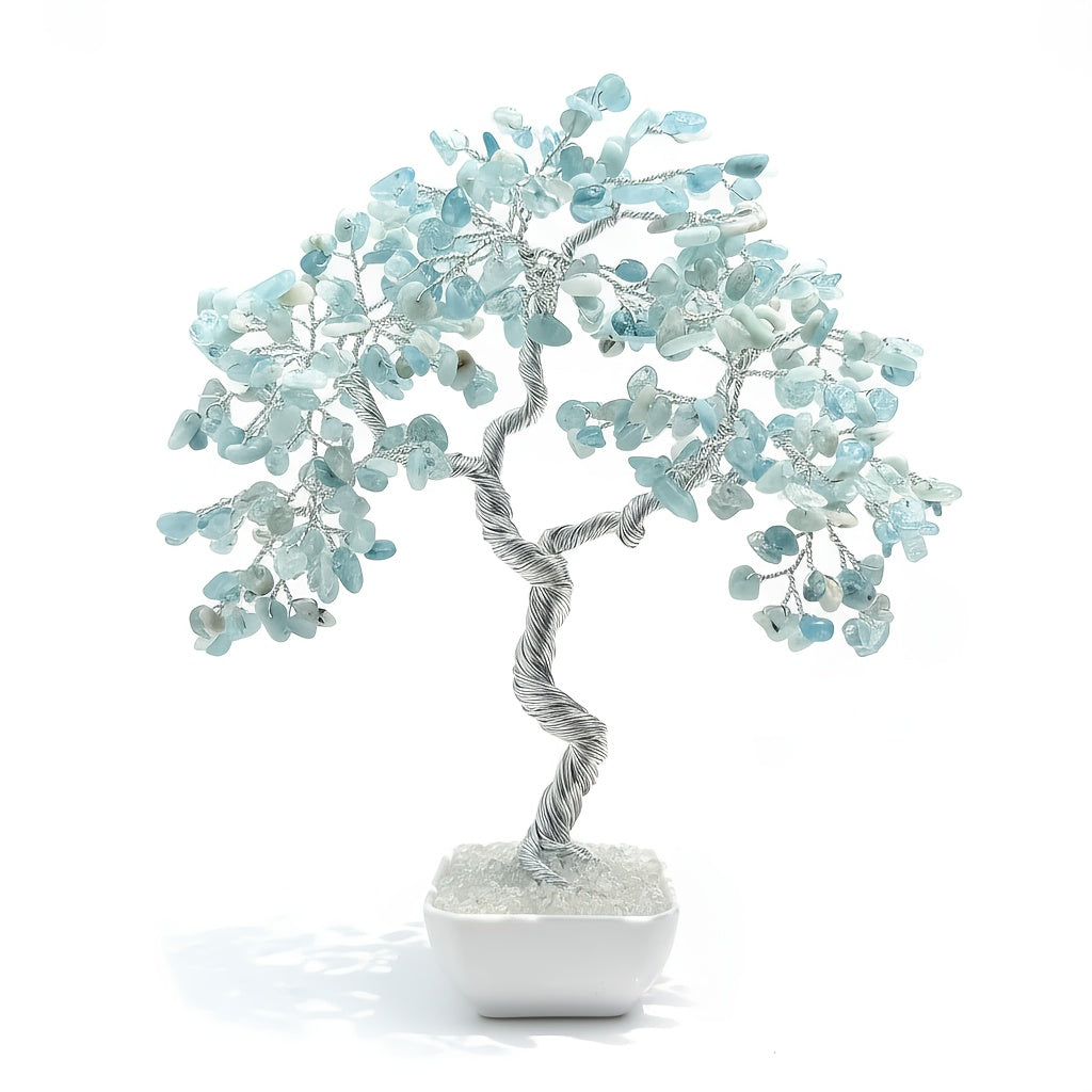 Handmade Crystal Tree of Life Bonsai Figurine for Home Decor