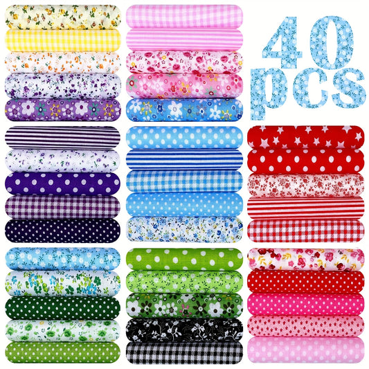 40Pcs Cotton Fabric Bundle Quilting Patchwork Floral Prints