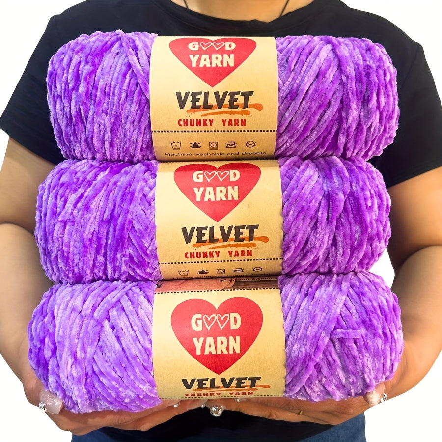 Chenille Velvet Yarn For Crochet And Knitting Projects Polyester