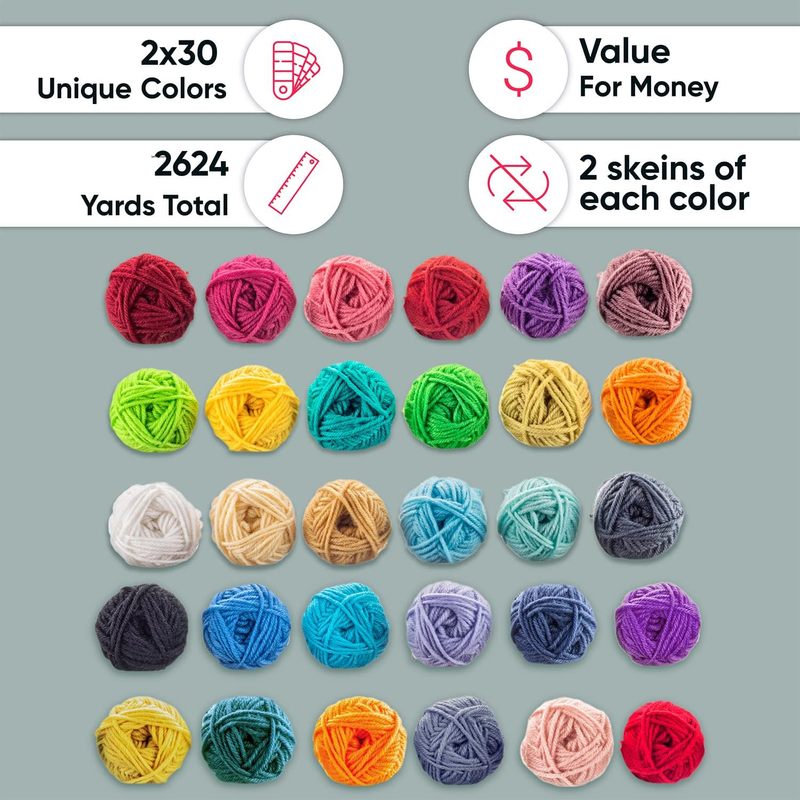 Craftiss Acrylic Yarn Skeins Pack 2600 Yards For Projects