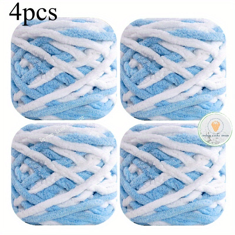 Polyester Yarn Pack 4 Thick Plush Texture For Knitting Crochet