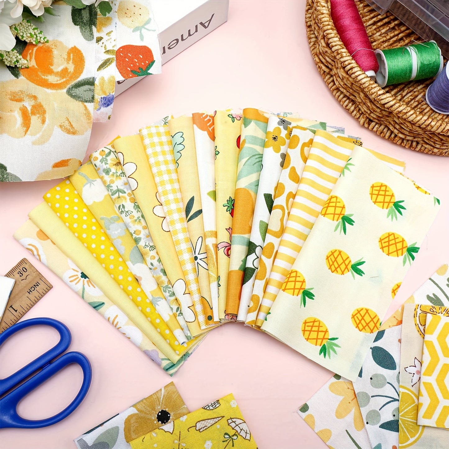 PATELAI Floral Quilt Precut Fabric Squares For Crafts