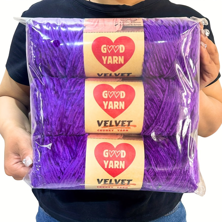 Chenille Velvet Yarn For Crochet And Knitting Projects Polyester
