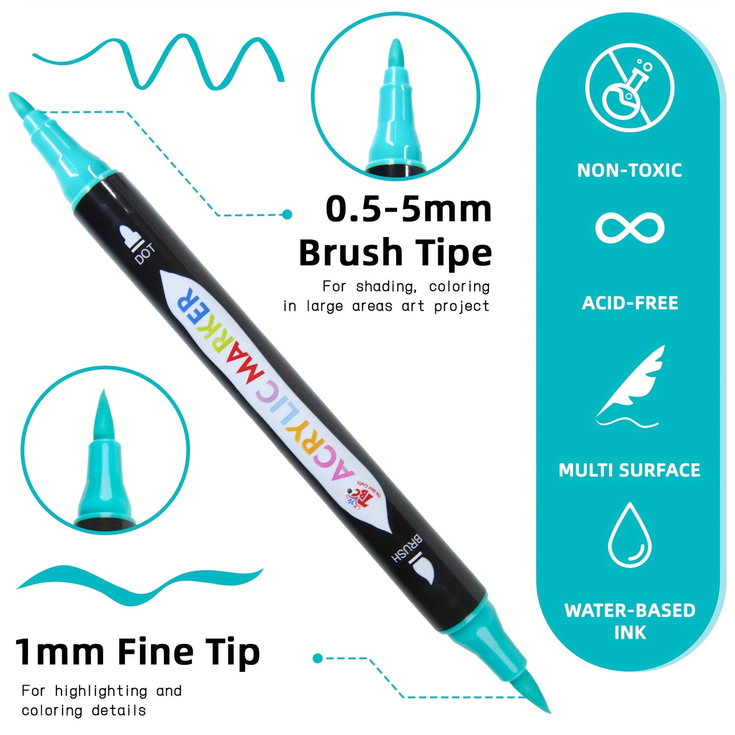 TBC The Best Crafts Dual Tip Acrylic Paint Markers Set